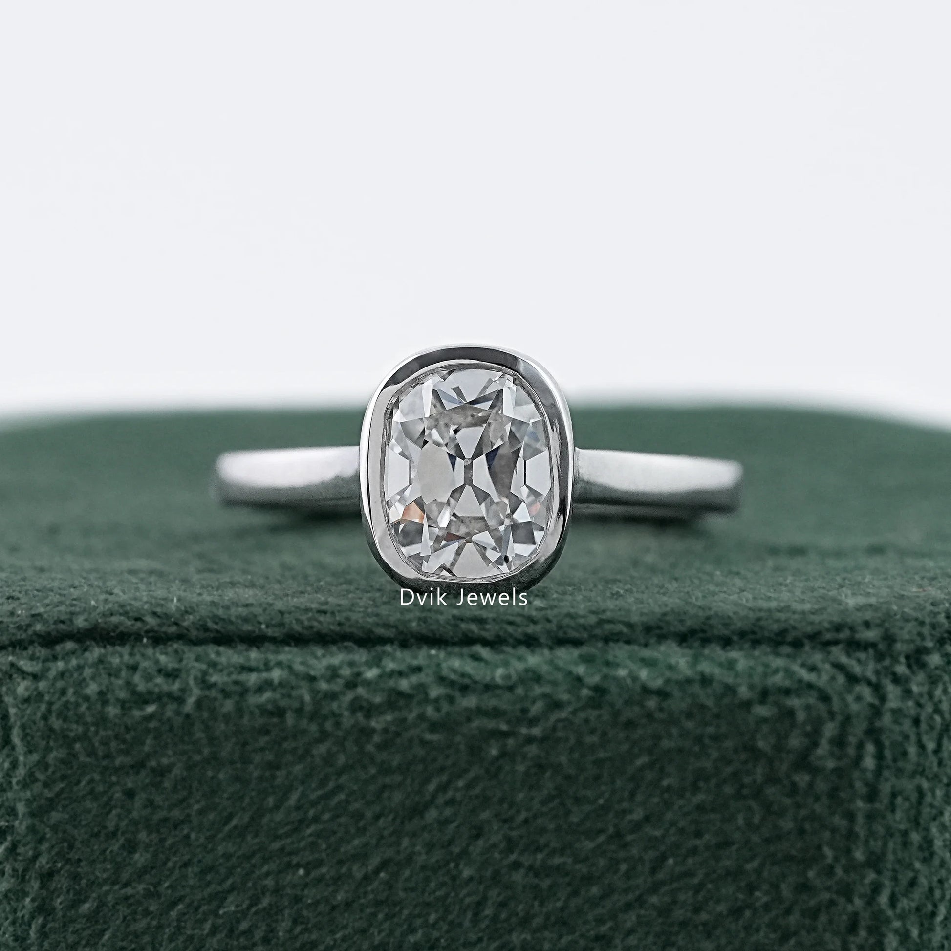 Old Mine Cushion Cut Bezel Set Diamond Ring Ring