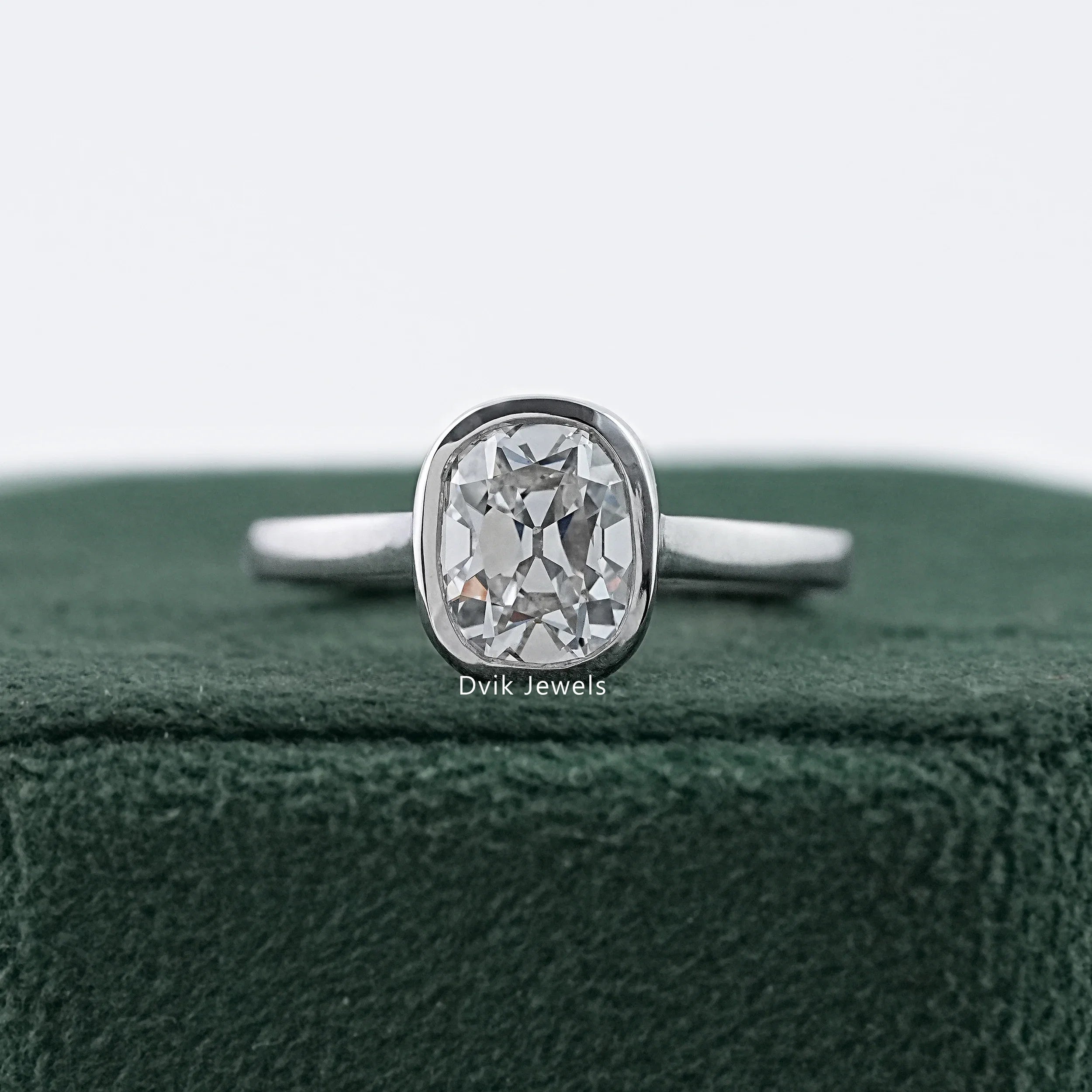 Old Mine Cushion Cut Bezel Set Diamond Ring Ring