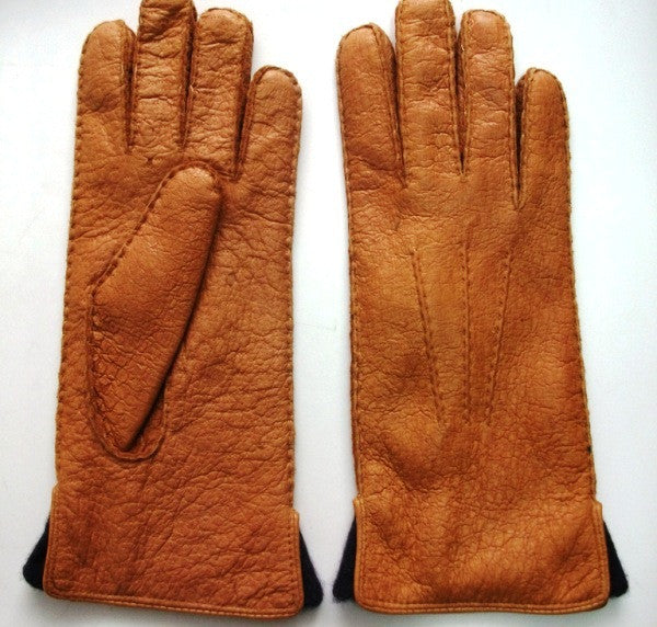 Lady's peccary leather contrast lining gloves