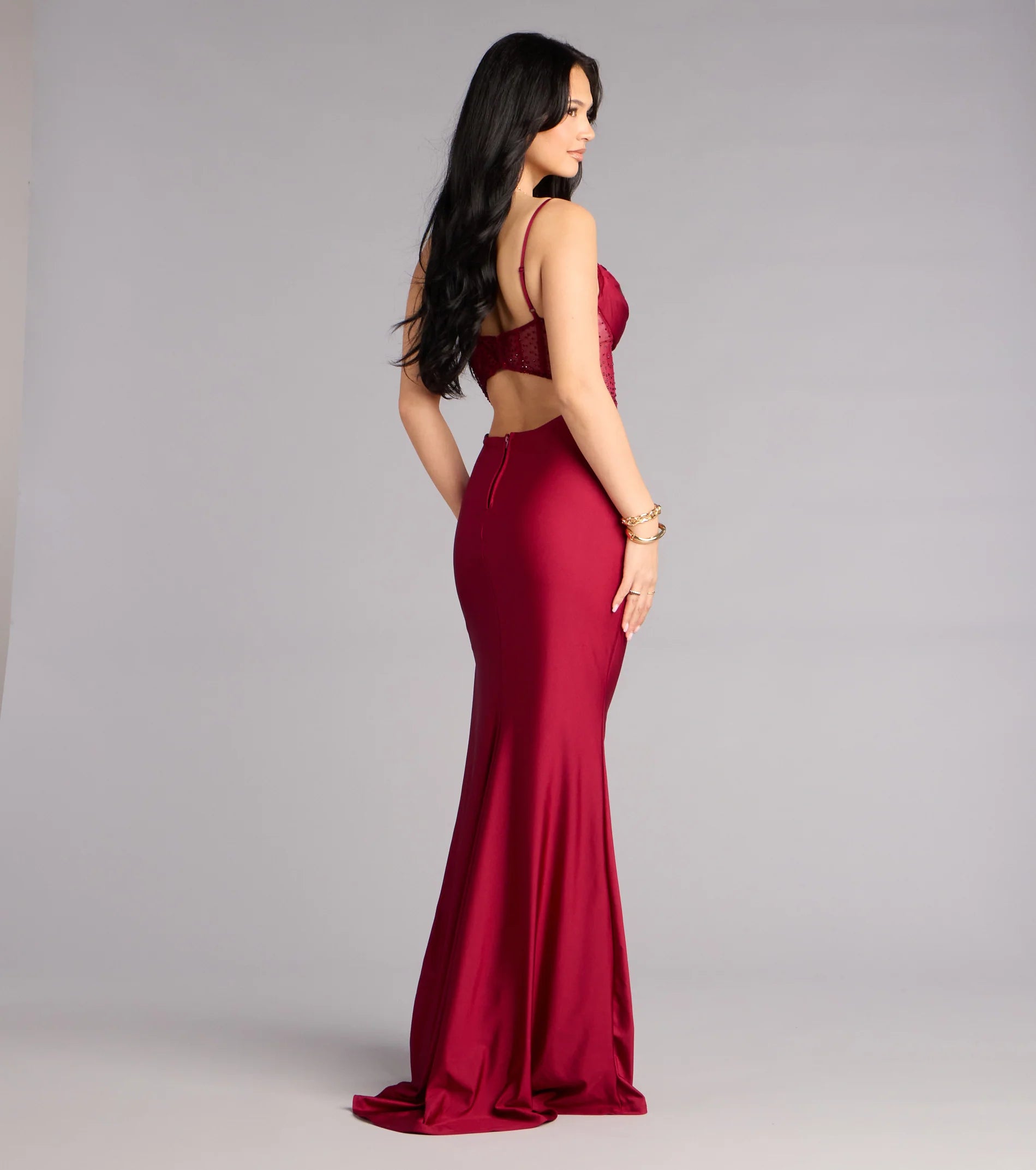 Sadie Rhinestone Corset Open Back Mermaid Formal Dress