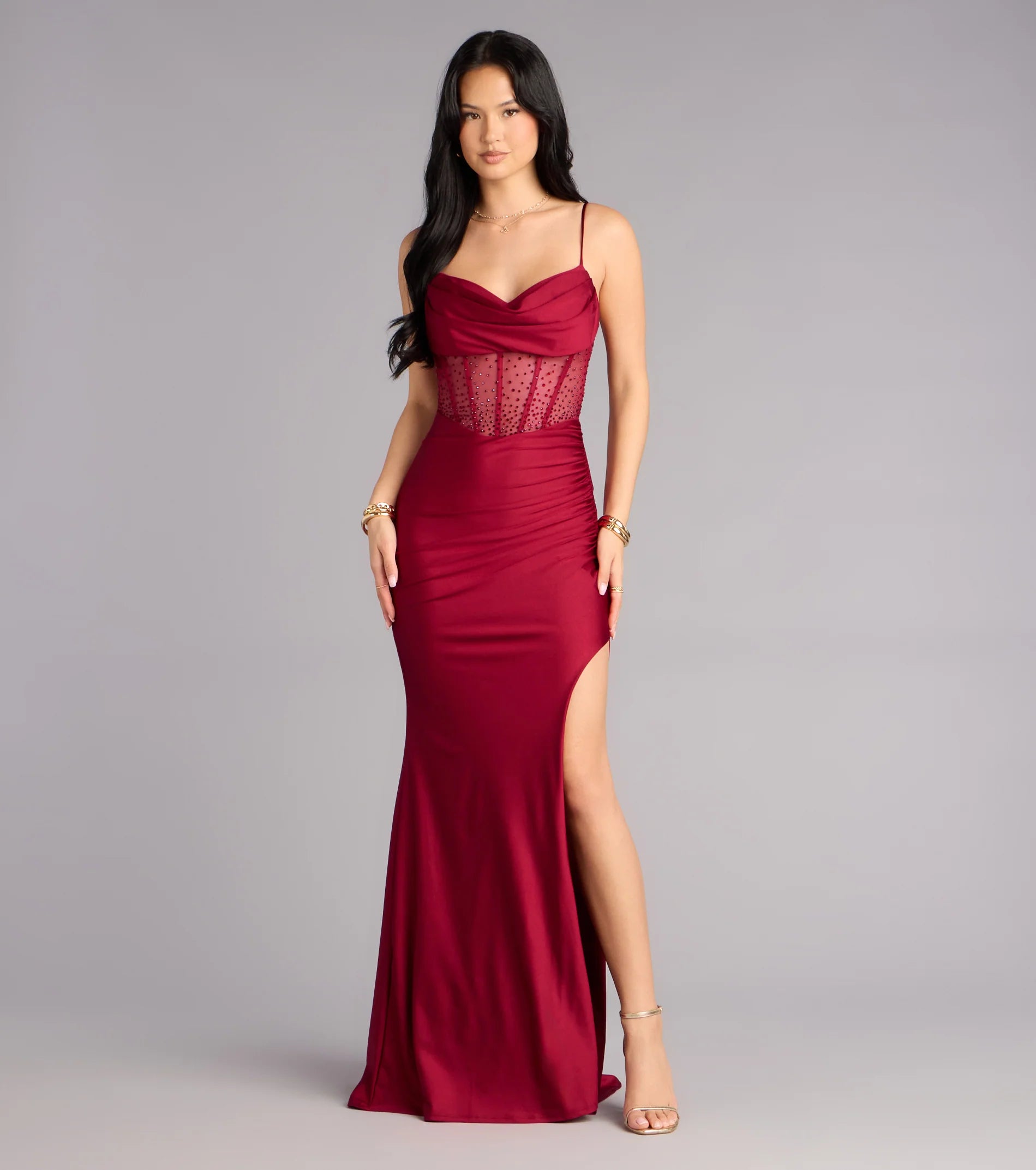Sadie Rhinestone Corset Open Back Mermaid Formal Dress