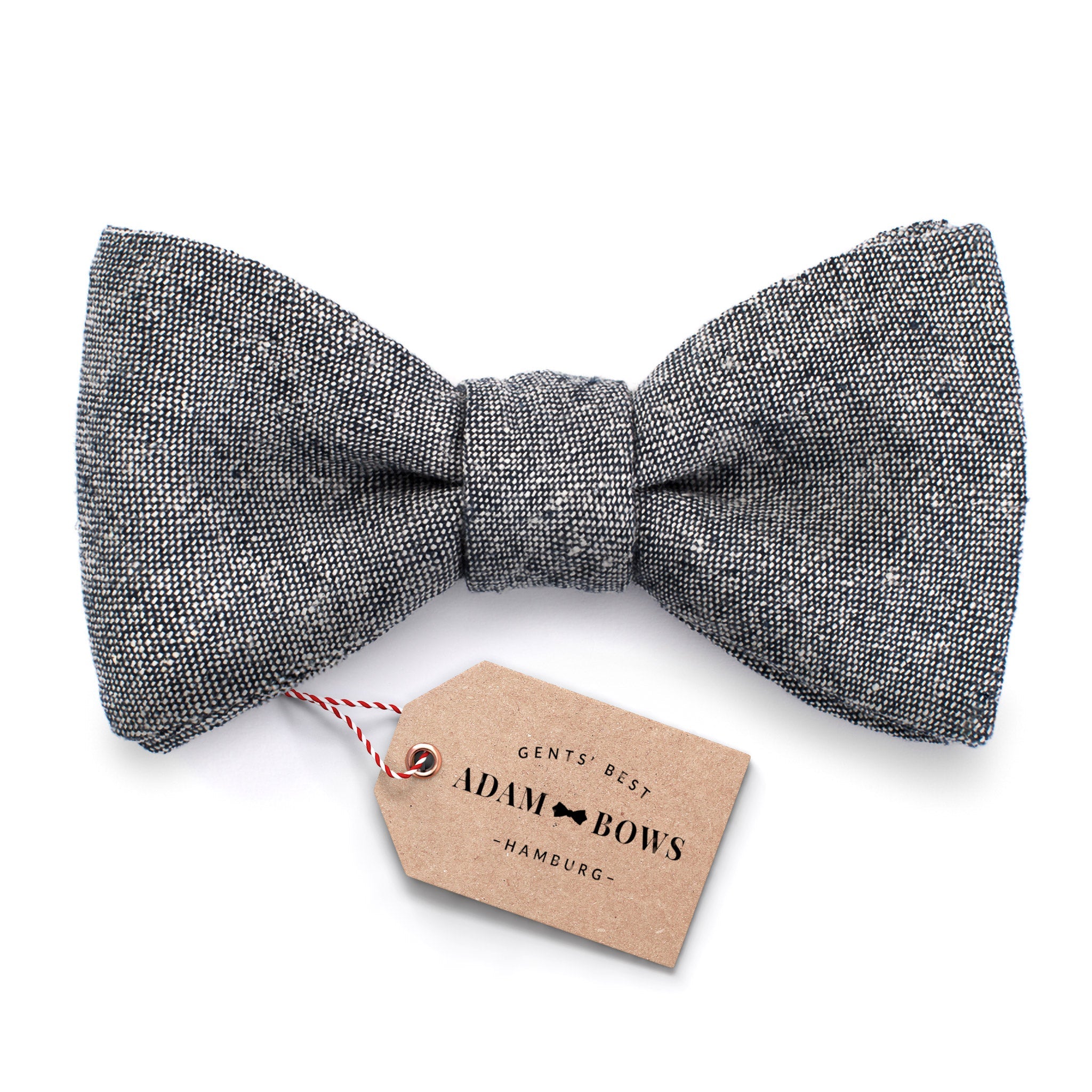Herrenfliege in dunkelgrau aus Leinen "Fritz" von Adam Bows mit Logo-Etikett