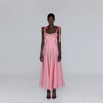 Kaya Maxi Linen Dress - Pink & Purple | SANCTUMOM