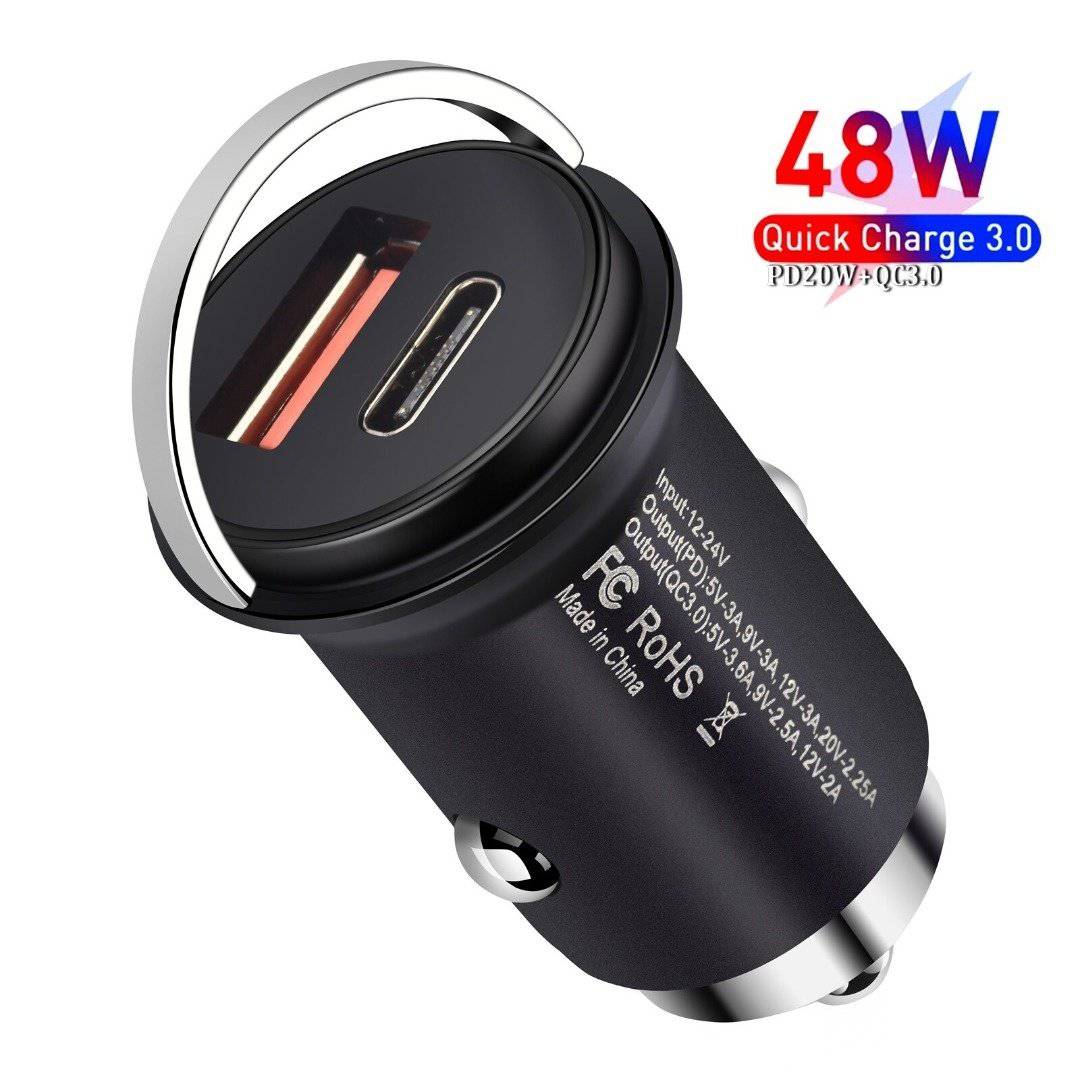 VCTparts Autolader Snellader USB en USB - C Telefoonlader Q3 Quick Charge Oplader NORGOS 1