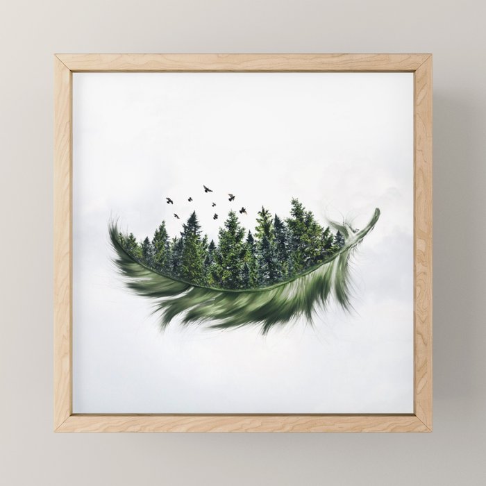 Earth Feather â¢ Green Feather I Mini Art Print Gallery Image 1