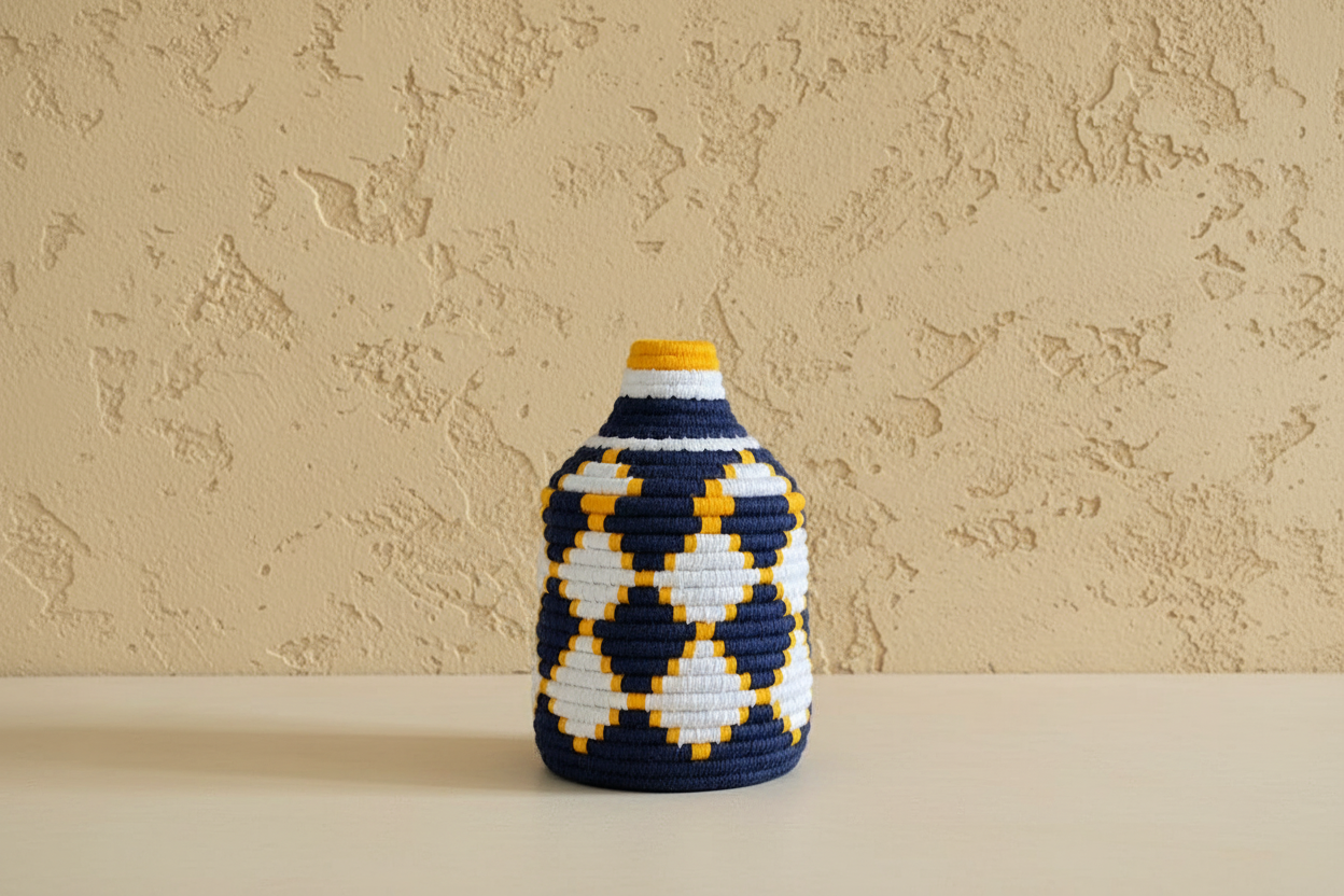 Berber Wollen Mand Blauw/Geel/Wit