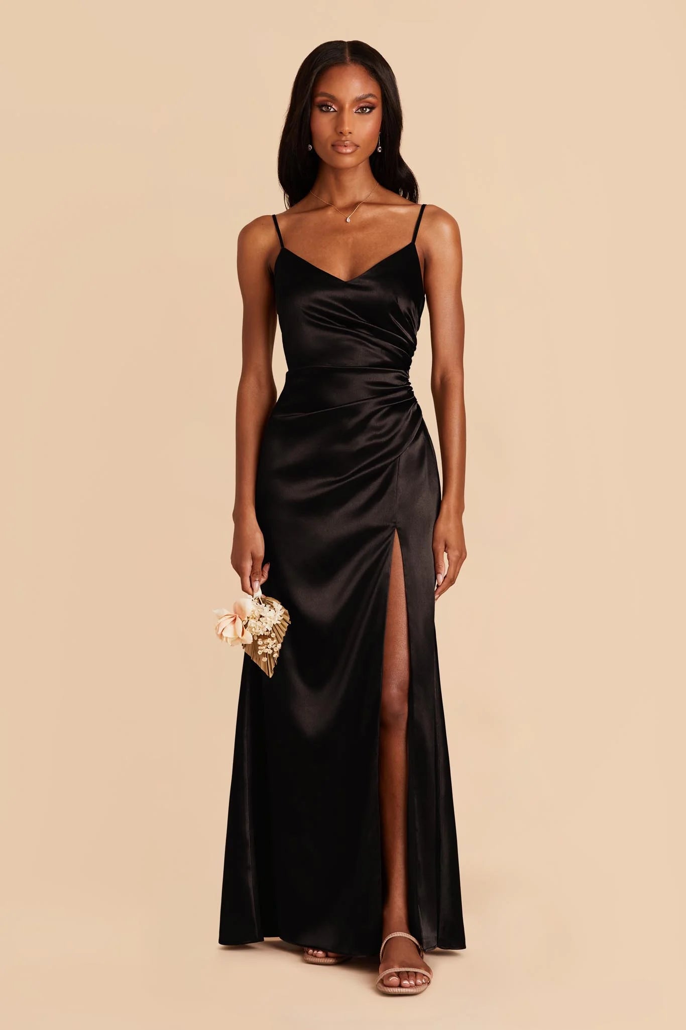Black Bridesmaid Dress Shiny Satin Size 3X