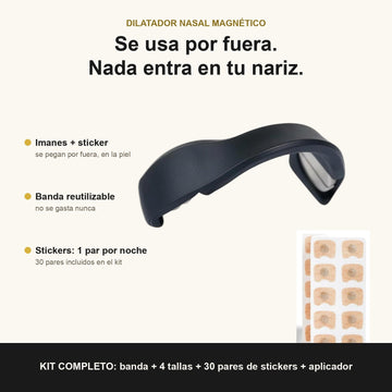 Dilatador Nasal Magnético negro: se usa por fuera, nada entra en tu nariz