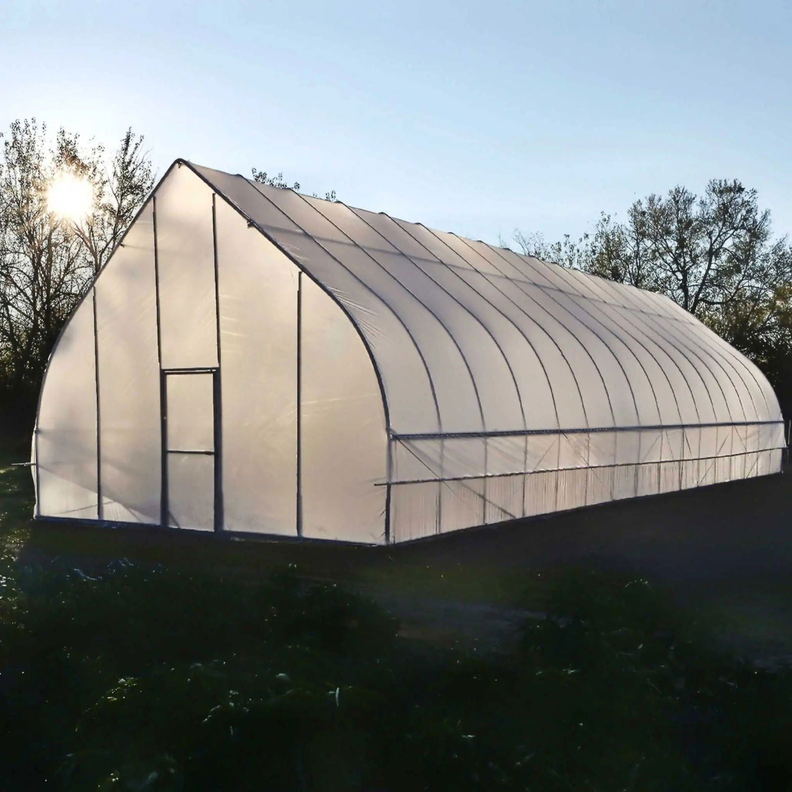 Gothic All-Metal Hoop House Kit from Bootstrap Farmer, a durable greenhouse kit with sturdy metal arches for plant protection.