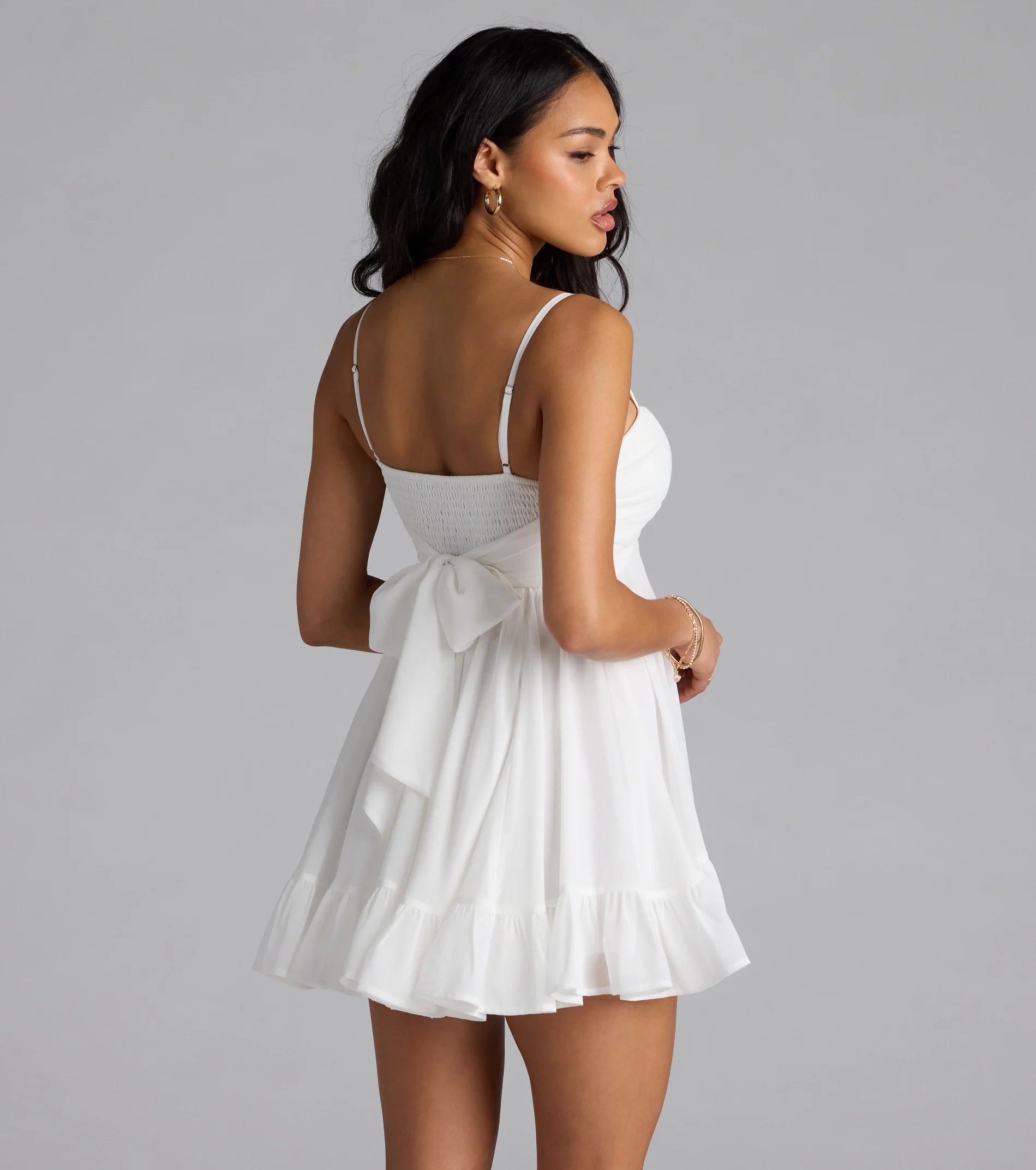 Perfectly Pretty Tie Back Chiffon Babydoll Dress