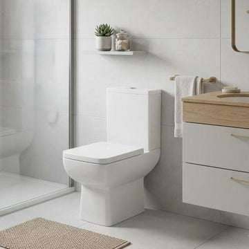 Aquarius Bathrooms Close Coupled Toilet Aquarius Paragon Rimless Close Coupled Square Open Back Toilet with Soft Close Quick Release Seat