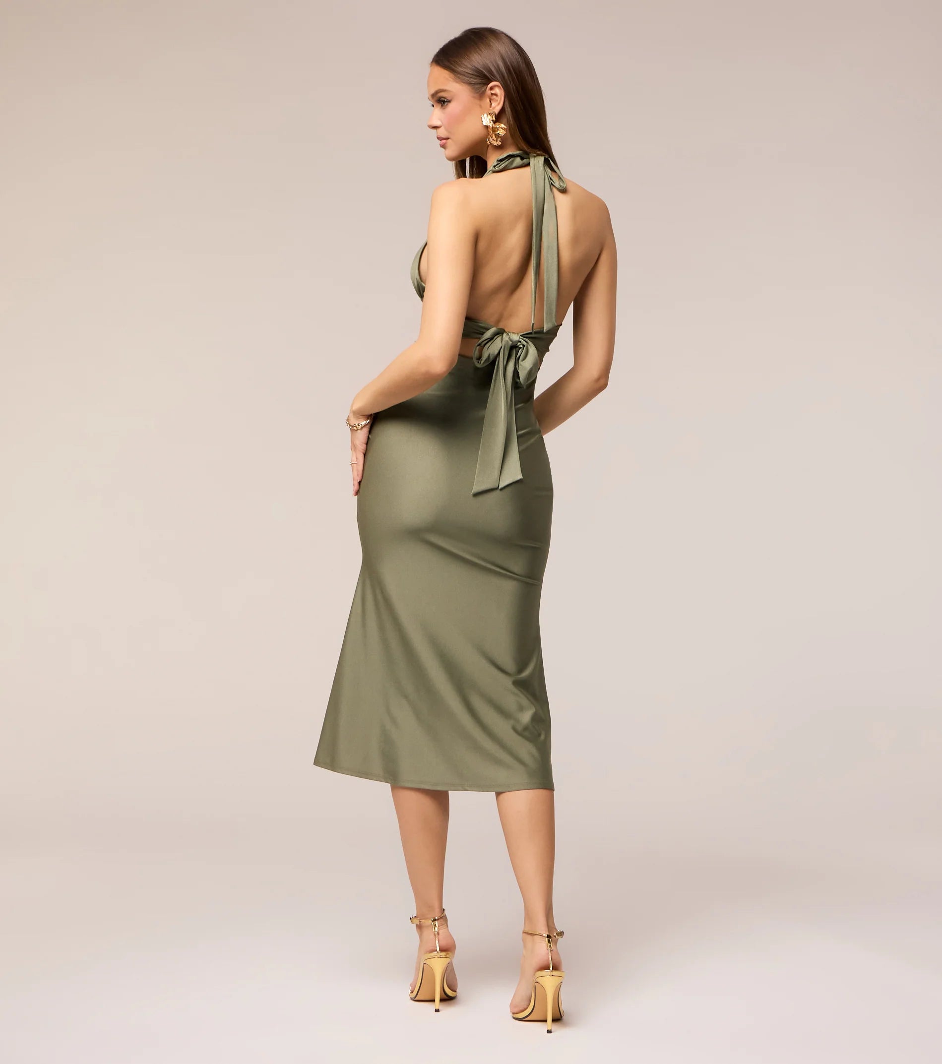 Tied Up In Elegance Halter Midi Dress