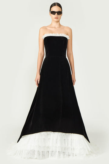 Laurette Silk Velvet Strapless Gown