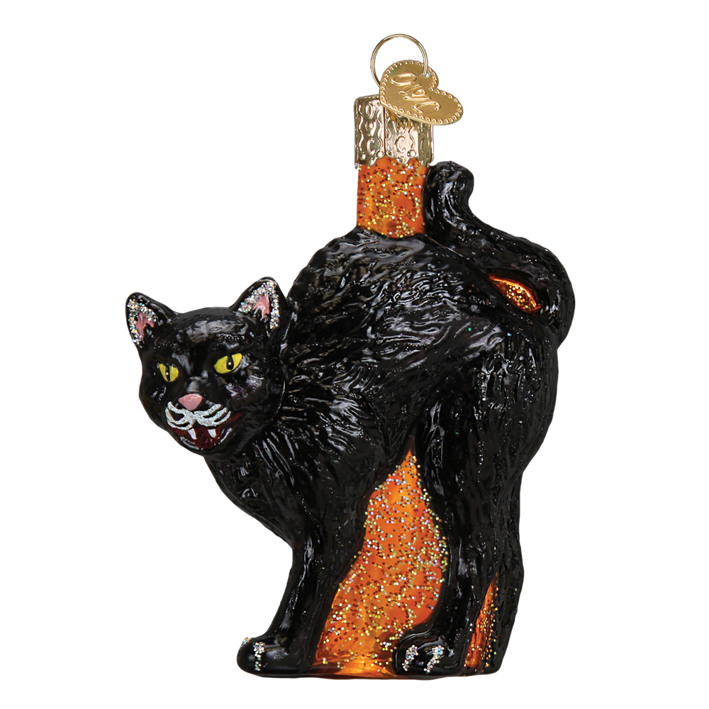 Glass Scaredy Cat Ornaments for Halloween