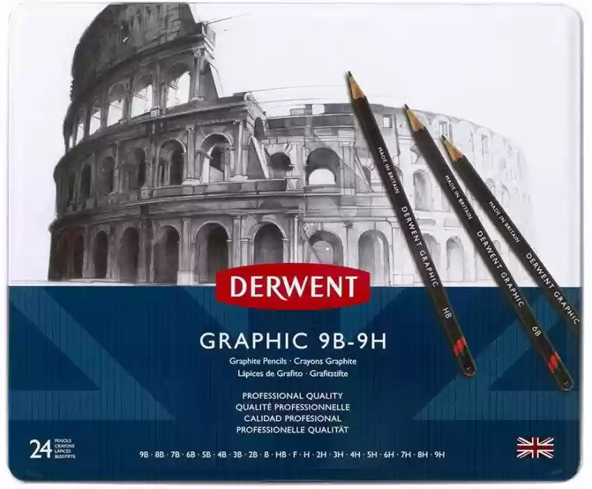 SKETCH PENCIL ( BRAND DERWENT ) GRAPHIC 9B-9H  SET OF 24