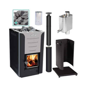 Harvia Pro 20 WH Wood Burning Sauna Stove Package 24kW [PRO20-PKG-SS/BK-WH]
