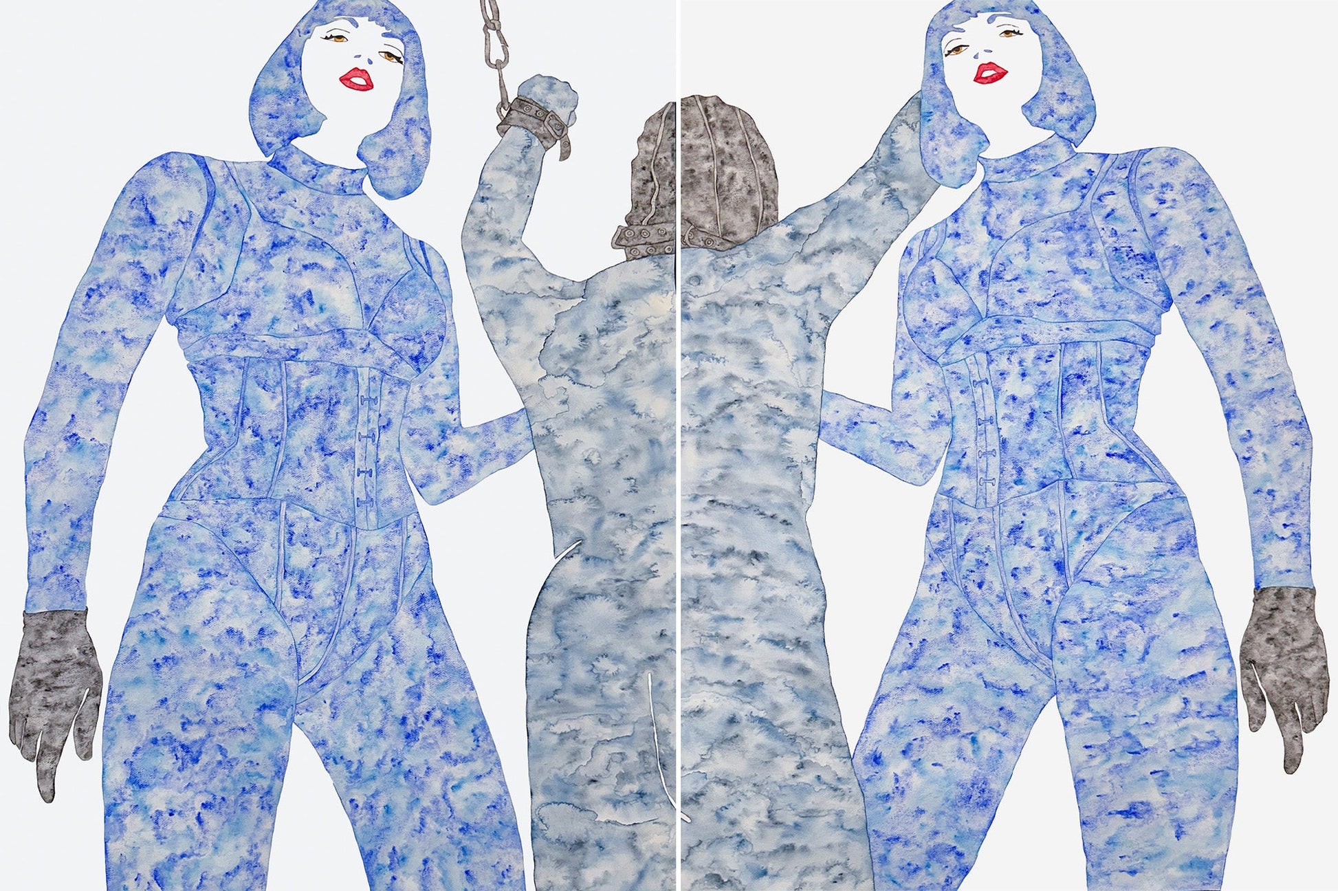 Helena Calmfors "BDSM Diptyque" Watercolor Painting