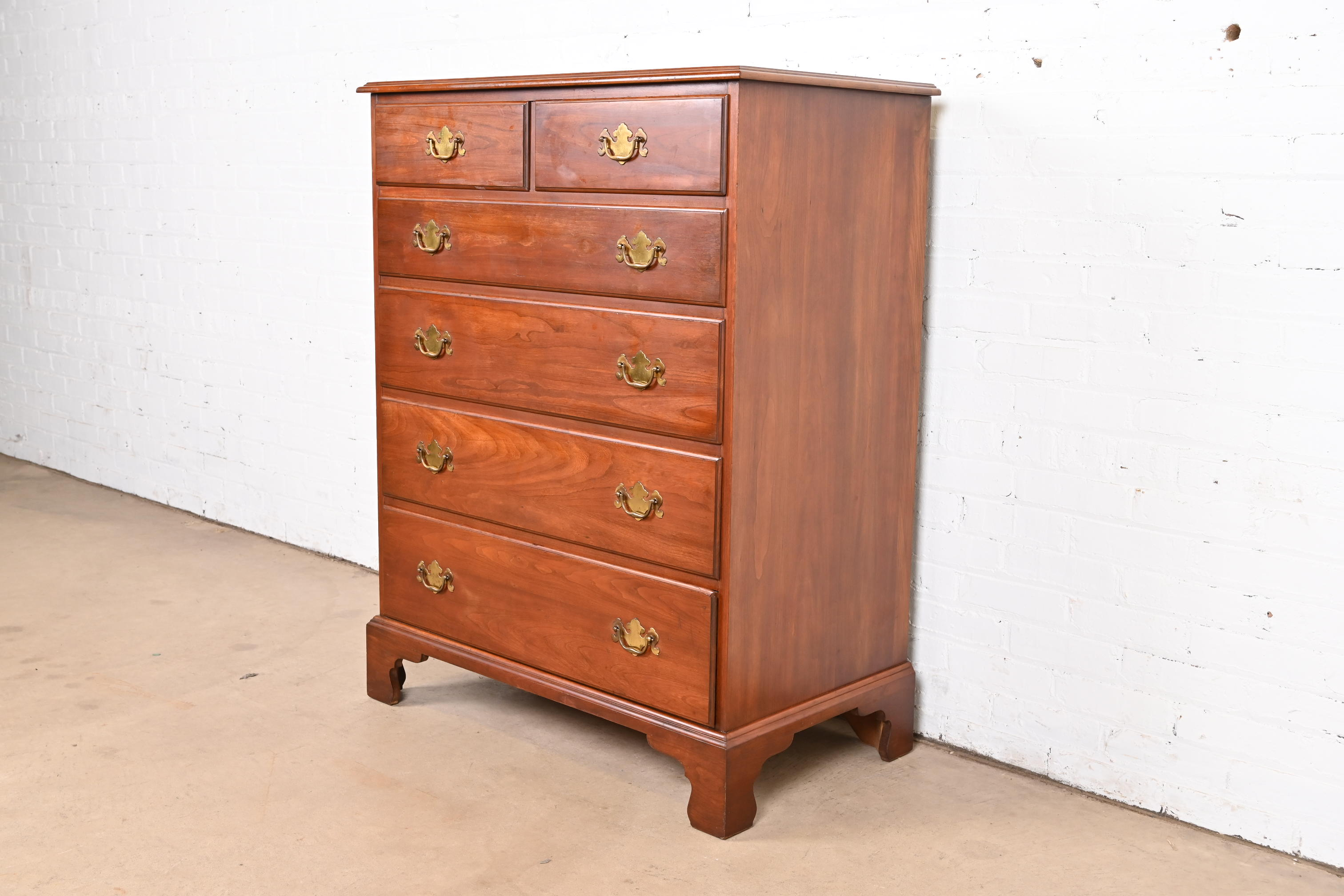 Henkel Harris American Colonial Solid Cherry Wood Highboy Dresser