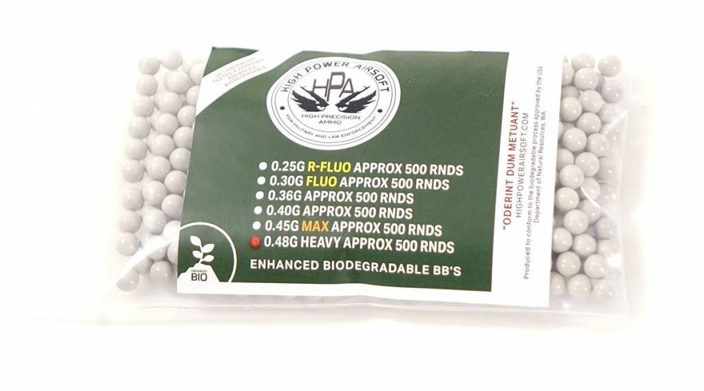 HPA Bio White Heavy Enhanced BBs 500rd bag (0.36g / 0.40g / 0.45g / 0.48g)