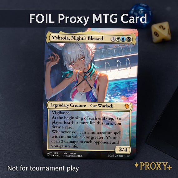 Y'shtola Night's Blessed Proxy – Anime Waifu MTG Proxy Card, Alt Art EDH Commander Cards