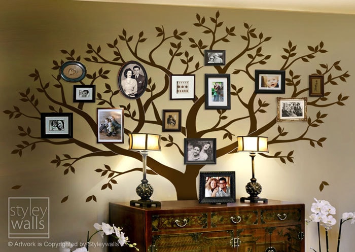 Family Tree Wall decal, Tree Wall Decal, Photo Frame Tree Wall Decal Sticker, Large Family Tree Wall Decal Sticker, Living Room Frames Tree