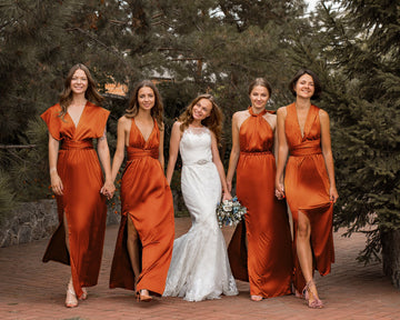 Burnt Orange Bridesmaid Dress, Bridesmaid Dresses, Multiway Dress, Satin Bridesmaid Dress, Infinity Dress, Rust Long Dress Autumn Fall Dress
