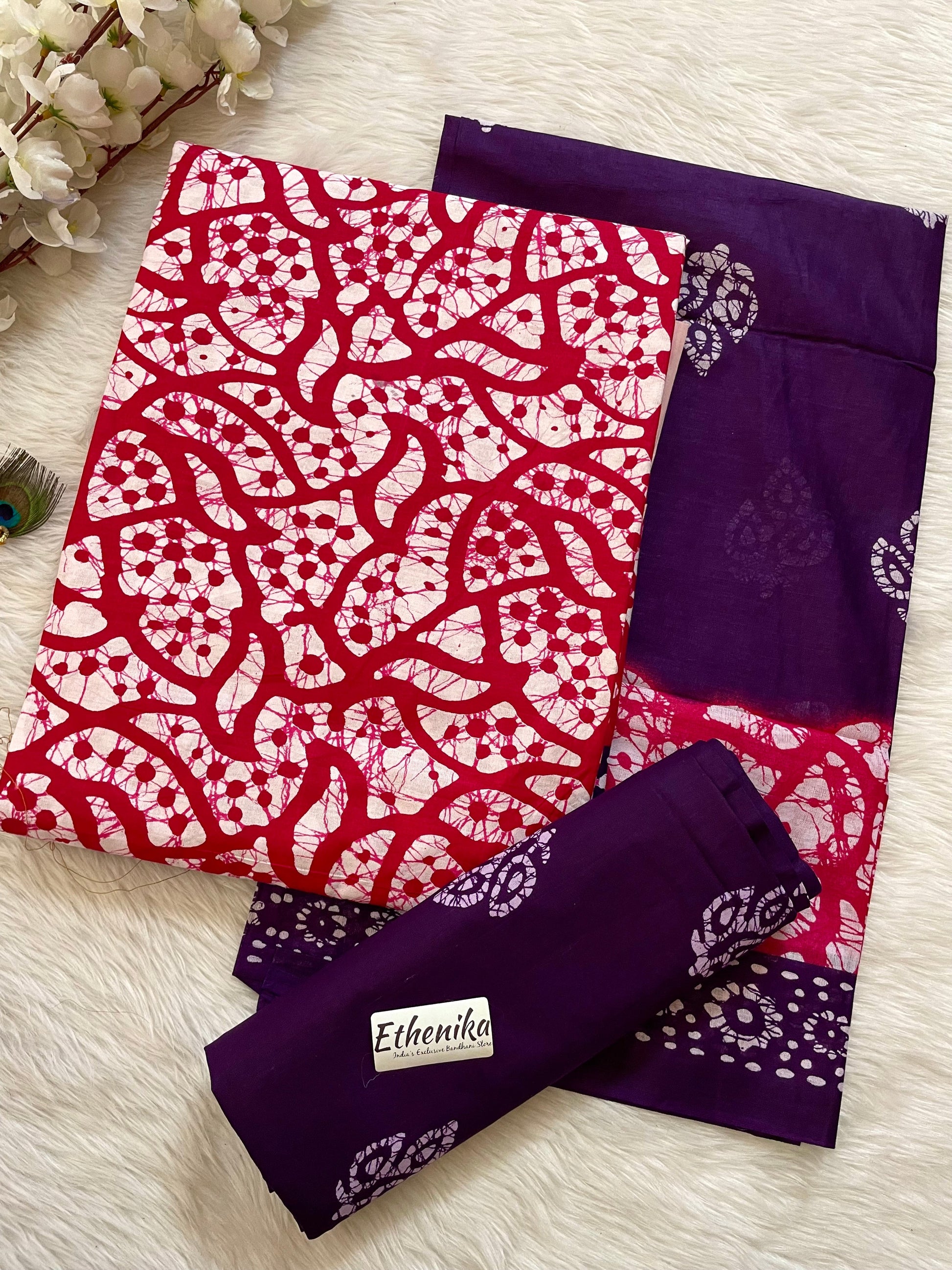 Cotton Hand Blocked Wax Batik Dress Material - Premium  from Ethenika.com - Just INR 1590! Shop now at Ethenika.com