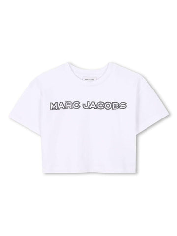 T-shirt con applicazione logo per bambina Marc Jacobs Kids bianco con design crop W60461 10P THE MARC JACOBS KIDS
