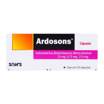 INDOMETACINA/BETAMETASONA/METOCARBAMOL ARDOSONS C/20 CAP. 25/0.75/215 MG.