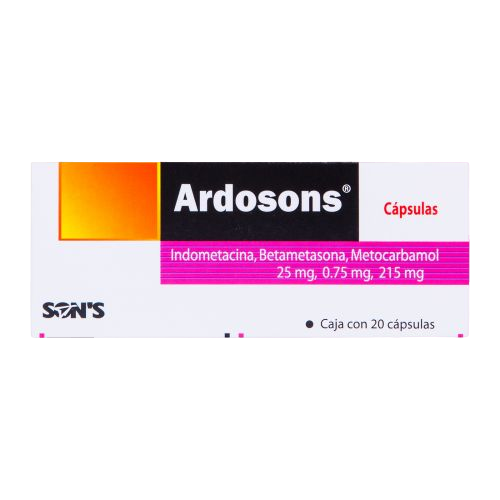 INDOMETACINA/BETAMETASONA/METOCARBAMOL ARDOSONS C/20 CAP. 25/0.75/215 MG.