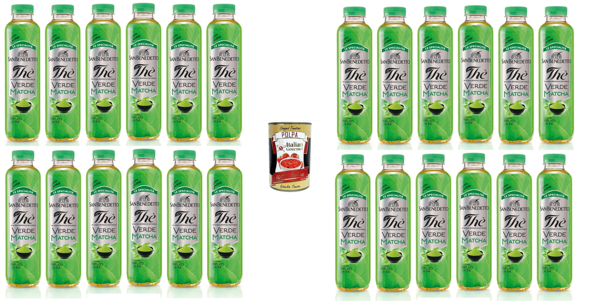 San Benedetto "Le Specialità" Thè Verde Matcha „Die Spezialitäten“ Matcha-Grüntee 24x400ml Original italienisch inkl. Italian Gourmet Polpa 400g