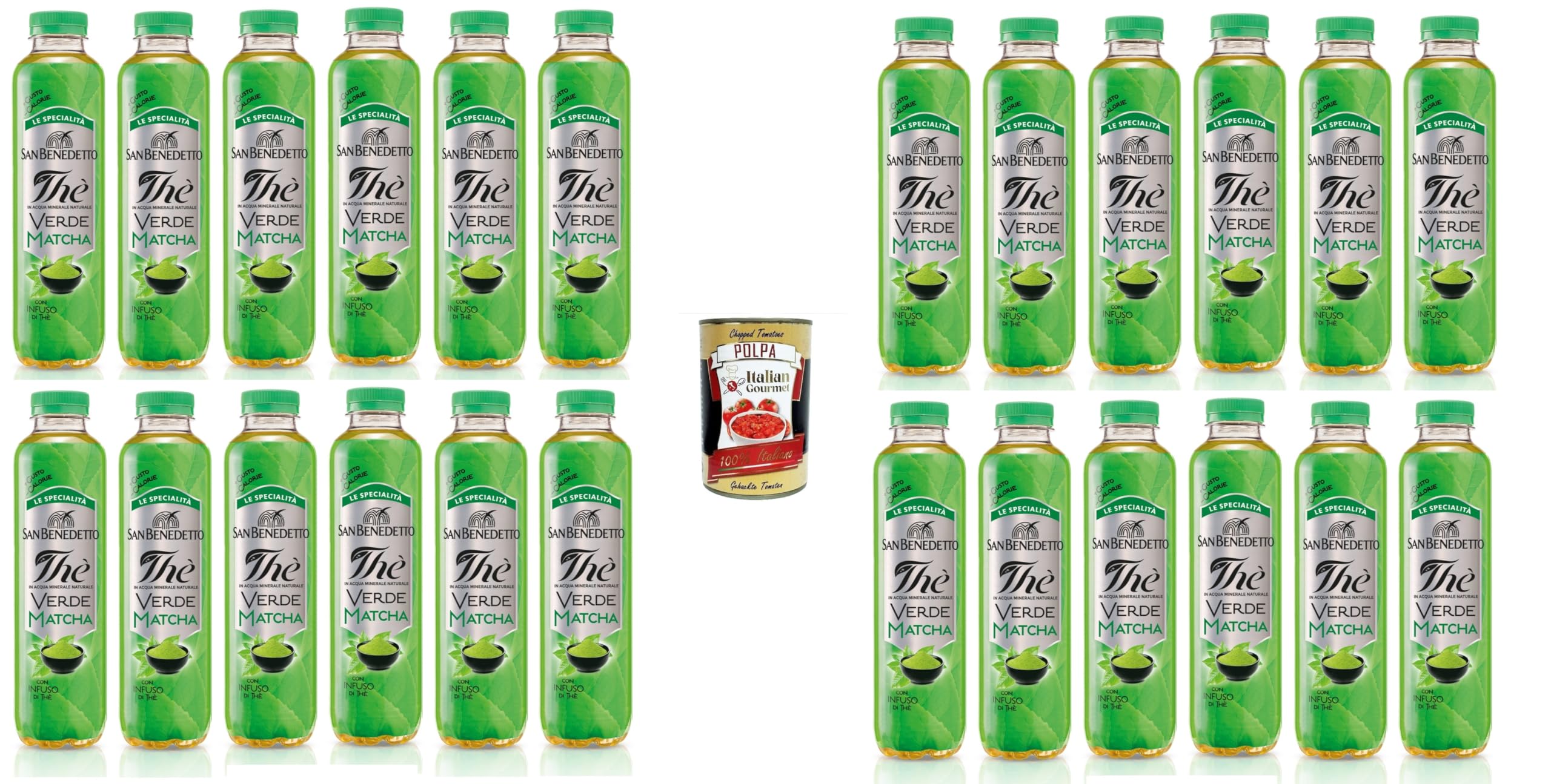 San Benedetto "Le Specialità" Thè Verde Matcha „Die Spezialitäten“ Matcha-Grüntee 24x400ml Original italienisch inkl. Italian Gourmet Polpa 400g
