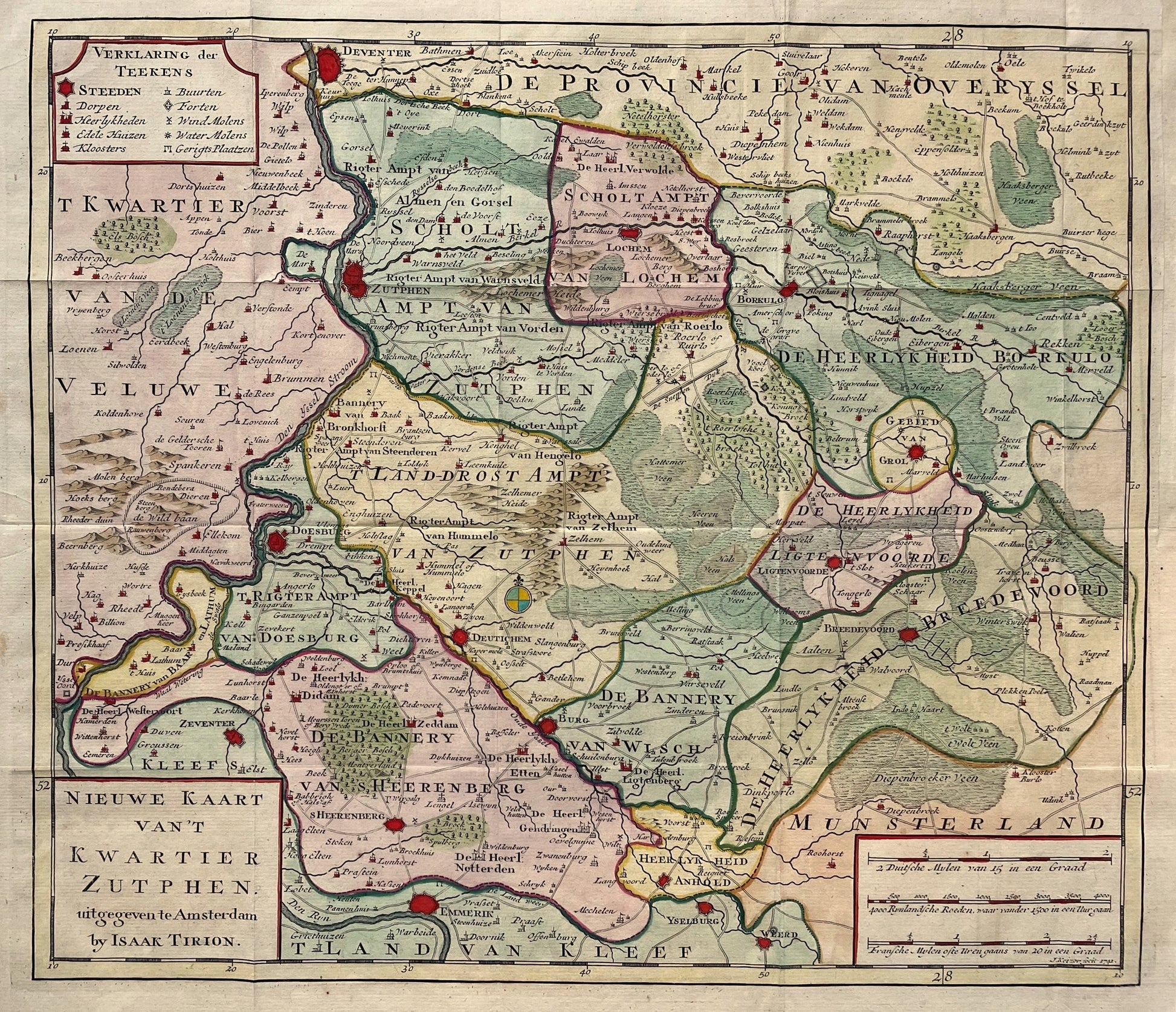 Gelderland kwartier Zutphen Achterhoek - I Tirion / J Keizer - 1741