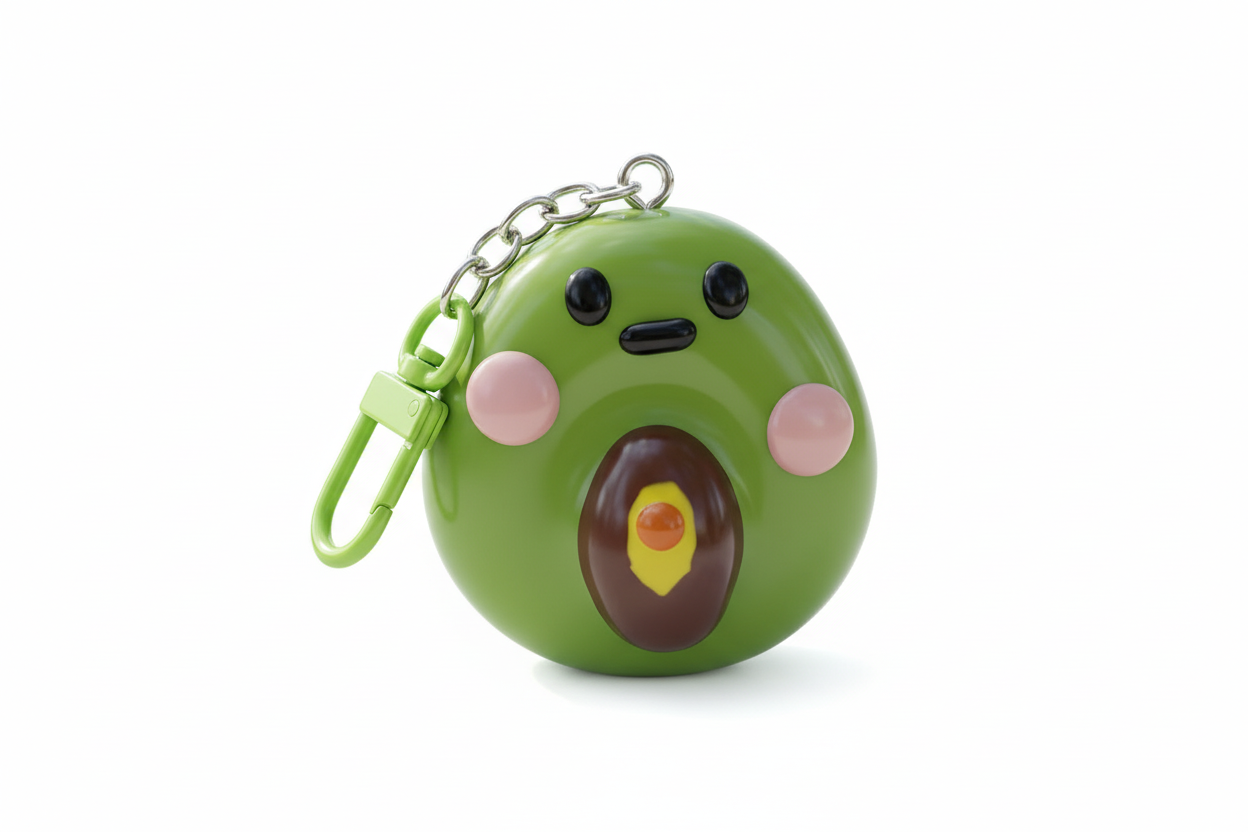 Cute Avocado Polymer Clay Keychain – Handmade Kawaii Bag Charm