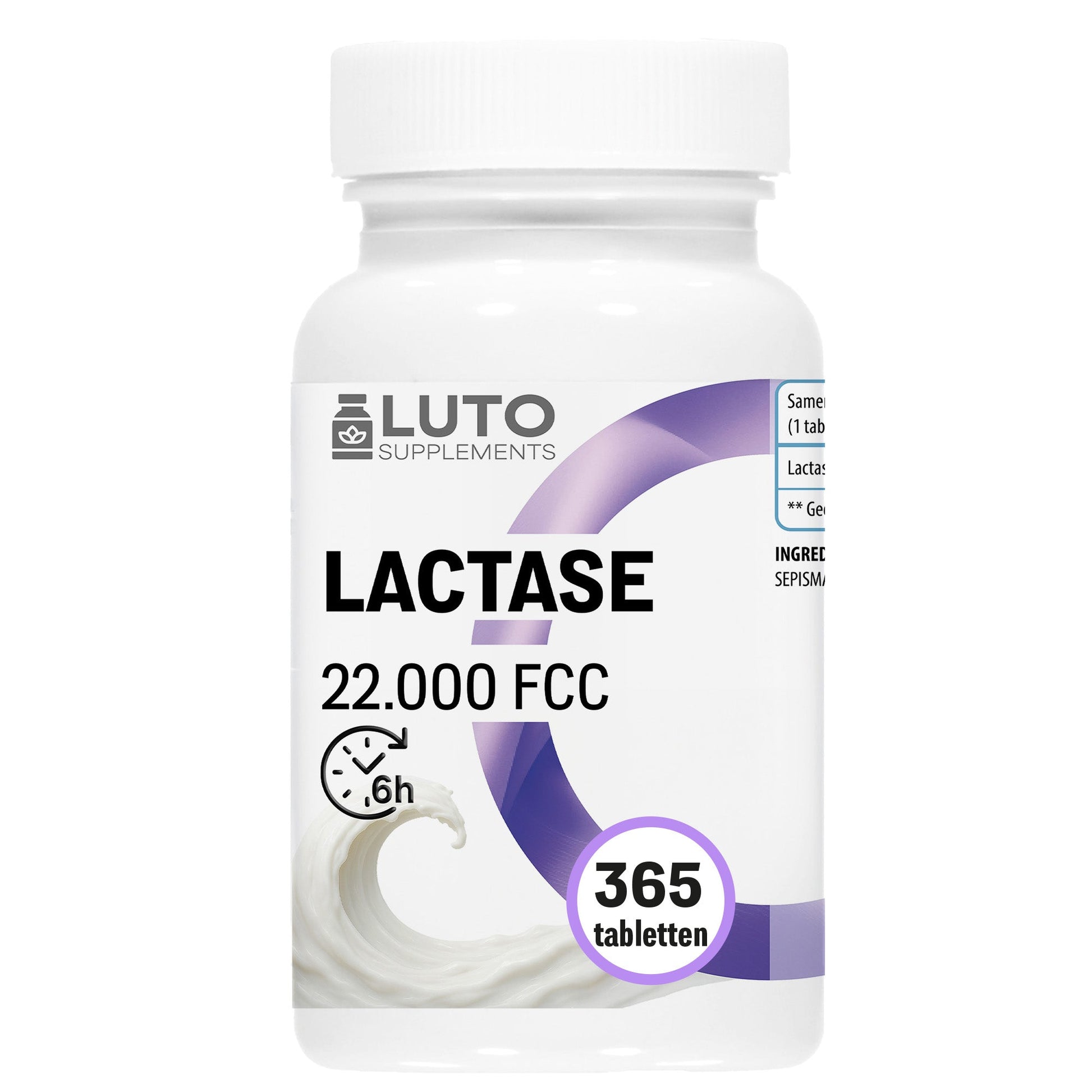 LUTO Supplements Lactase 22.000 FCC pot met 365 tabletten - hoog gedoseerd lactase enzym | kopen in Nederland en België