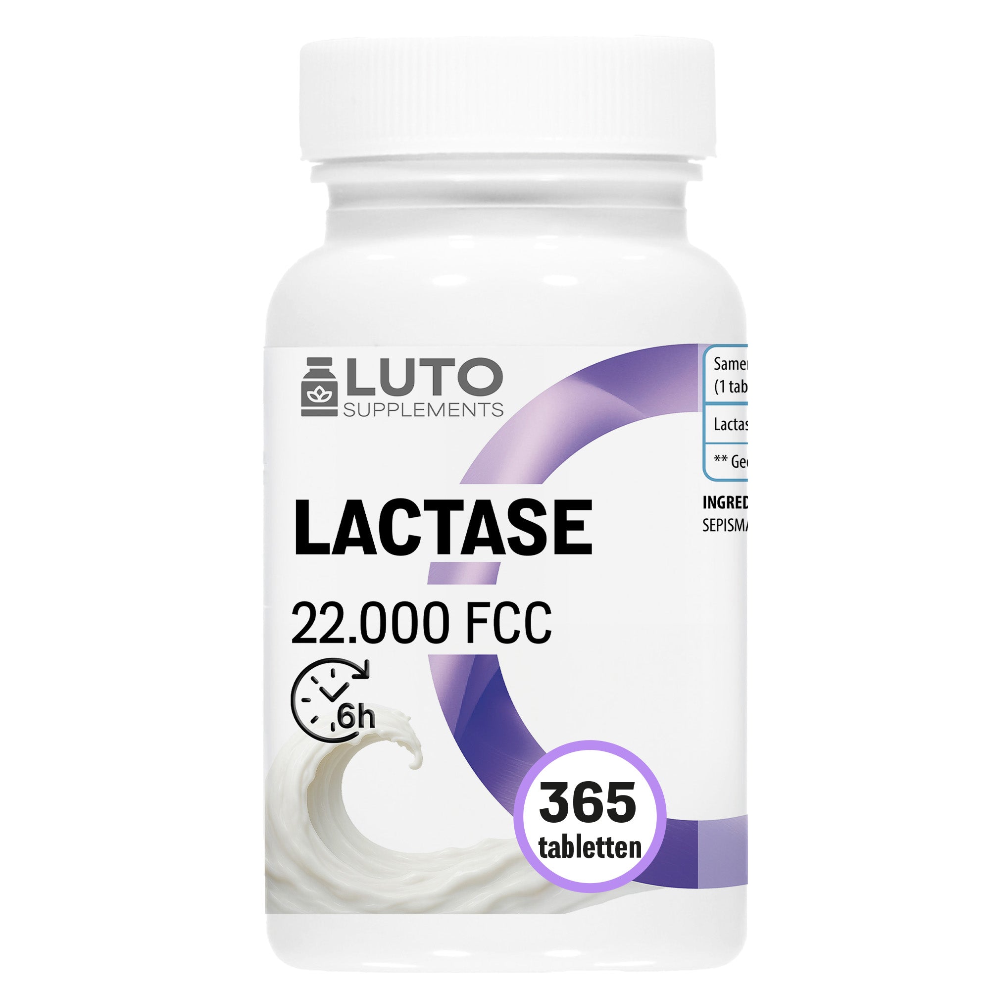 LUTO Supplements Lactase 22.000 FCC pot met 365 tabletten - hoog gedoseerd lactase enzym | kopen in Nederland en België