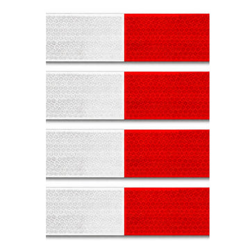 Mini 3" Red & 3" Reflective White DOT Reflectors | Reflective Tape 2" x 6" Conspicuity Strips Waterproof Safety Caution Tape for Trailer Trucks