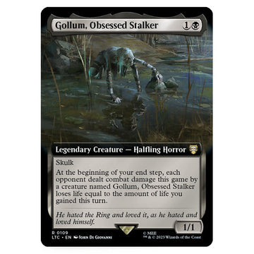 Magic The Gathering - The Lord of the Rings - Tales of Middle-Earth - Commander - Gollum, Obsessed Stalker (Extended Art Card)  - 0109