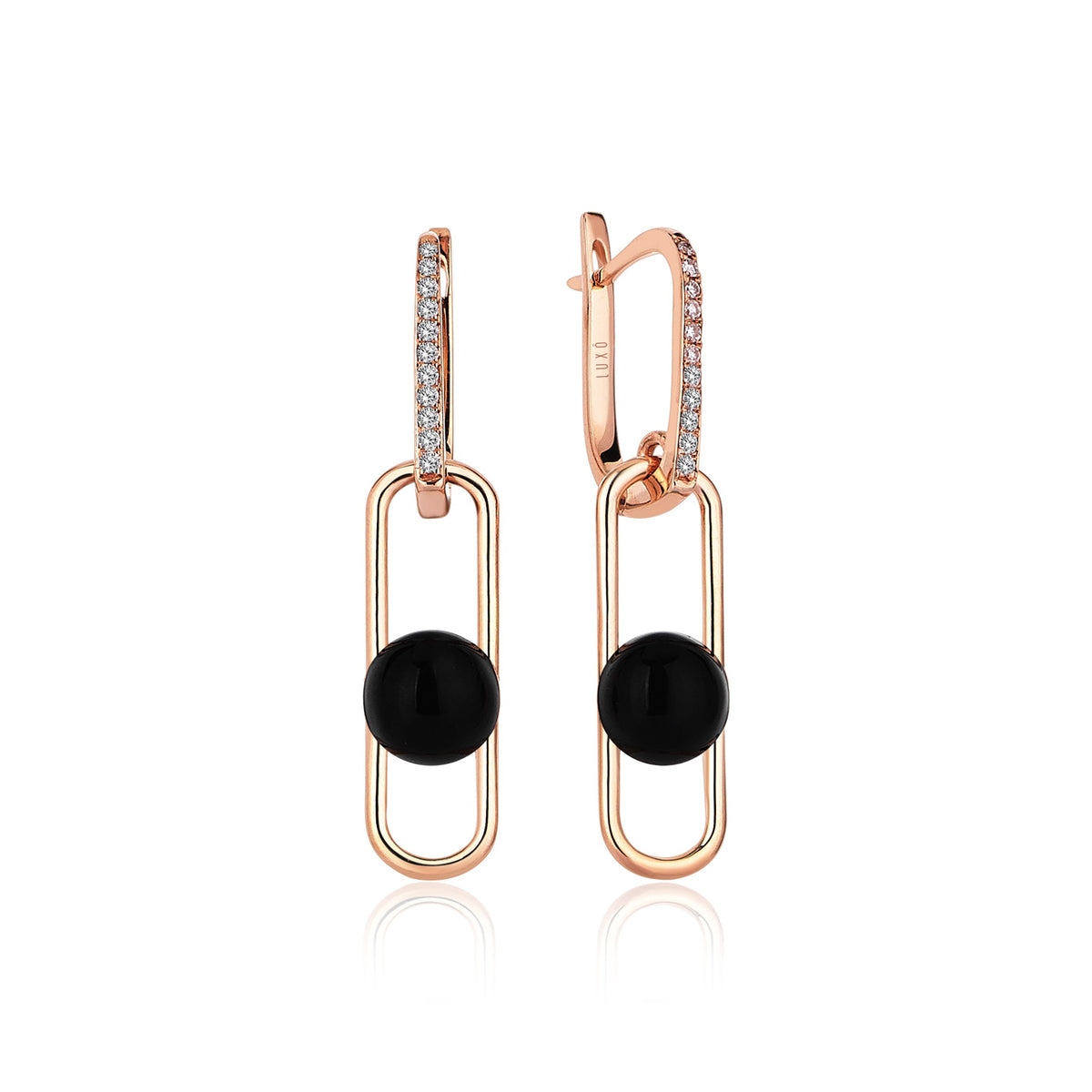 Neomi Sunset Black Enamel Dangling Diamond Earrings