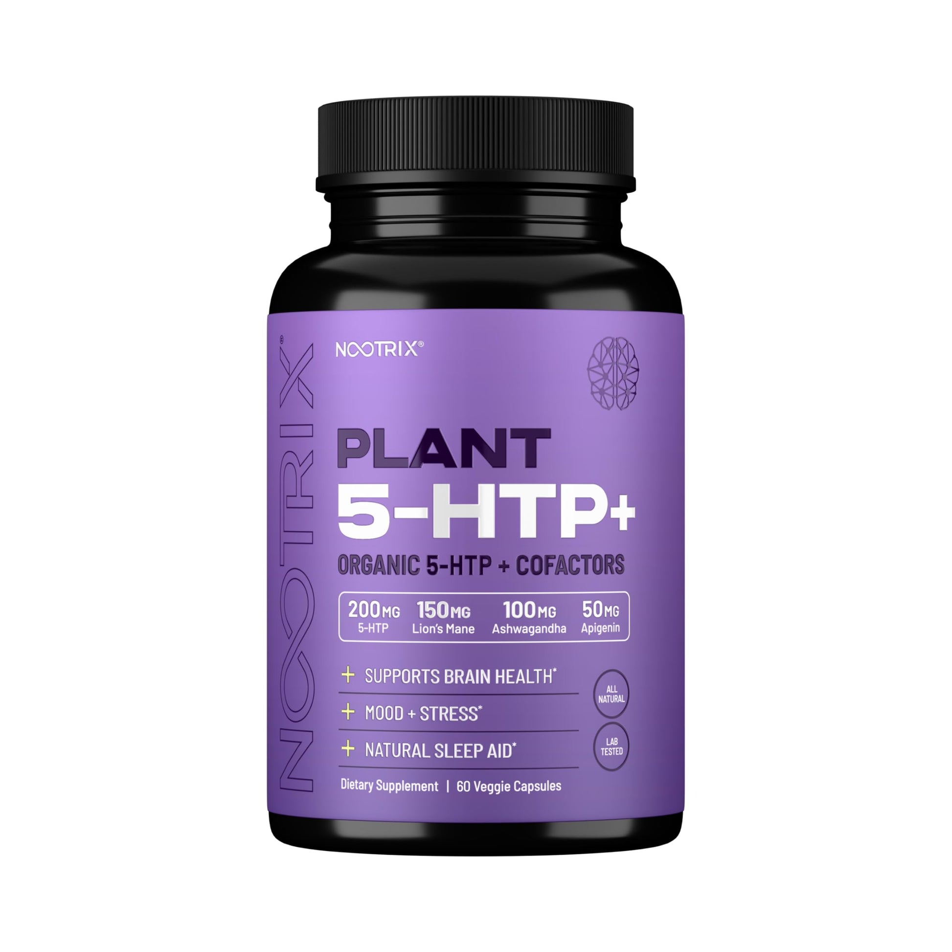 Nootrix Organic 5-HTP+ supplement bottle with 60 capsules