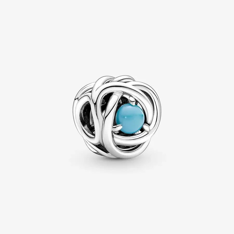 Pandora bedel 790064C02 zilveren charme met turkooisblauwe oneindige cirkel