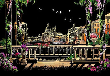 peinture à gratter | Peinture à gratter - Venise en Italie | Format A3 (29.7x42cm) - FiguredArt