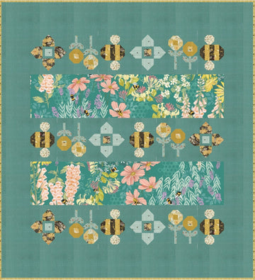PRE - ORDER Robin Pickens - Gathering Honey - Green Quilt Kit - featuring Pollinators - December 2026 - Modern Fabric Shoppe