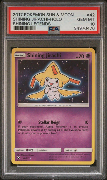 2017 Pokemon Sun & Moon Shining Legends 42 Shining Jirachi-holo PSA 10 Graded Card
