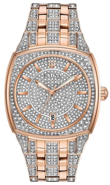 Bulova Phantom Crystal Silver Dial Two Tone Steel Strap Watch for Men - 98B324 Authentic Buy Shop Now
