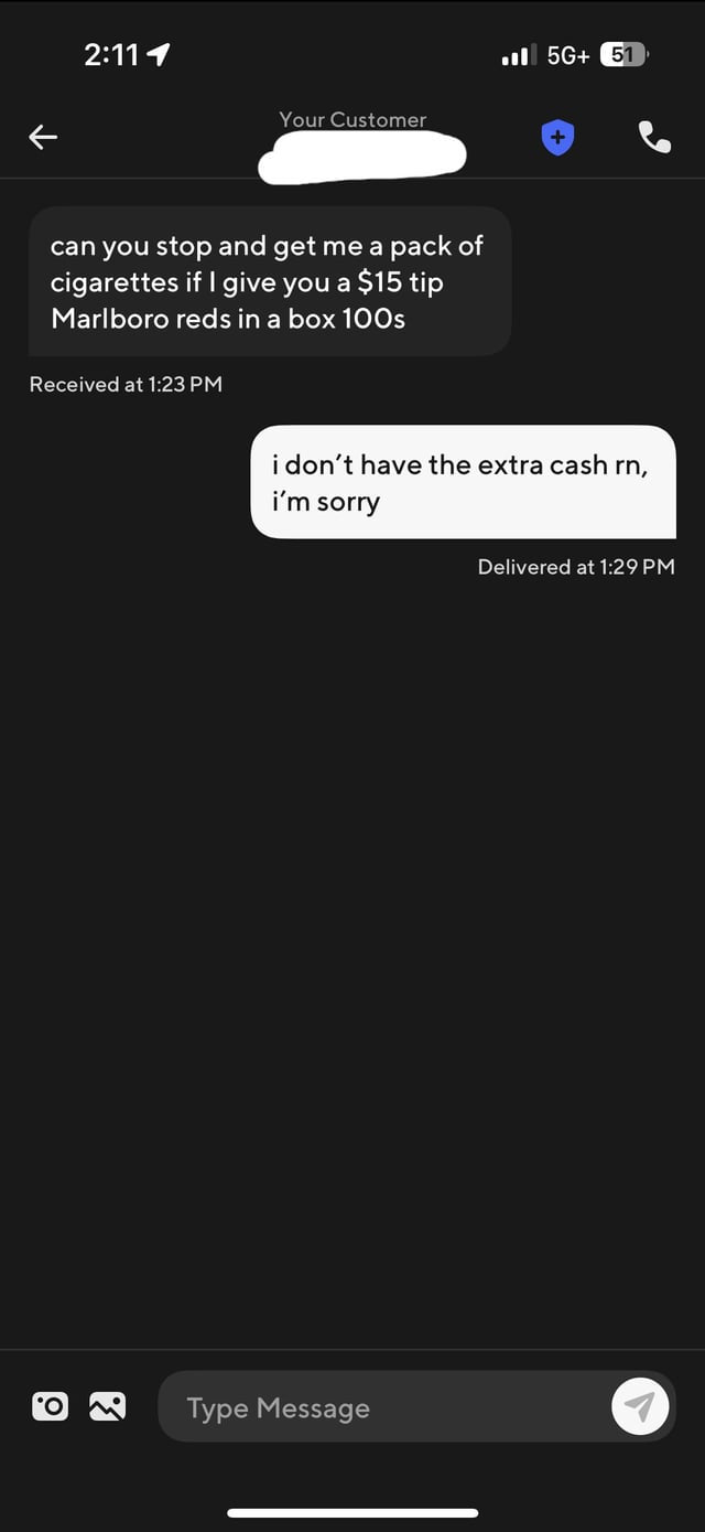 request from customer : r/doordash
