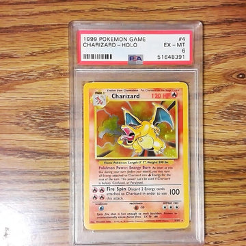 Charizard 1999 Pokemon Base Set Holo Rare #4 PSA Authenticated 6 Card