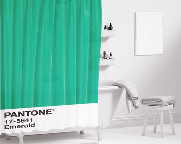 Pantone Emerald Bathroom Shower Curtain Fabric Waterproof | 66 X 72 Inch