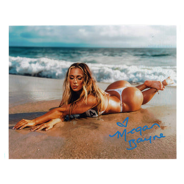 Megan Bayne Laying On Beach 8x10 Promo or 11x14 Poster METALLIC  - Autographed