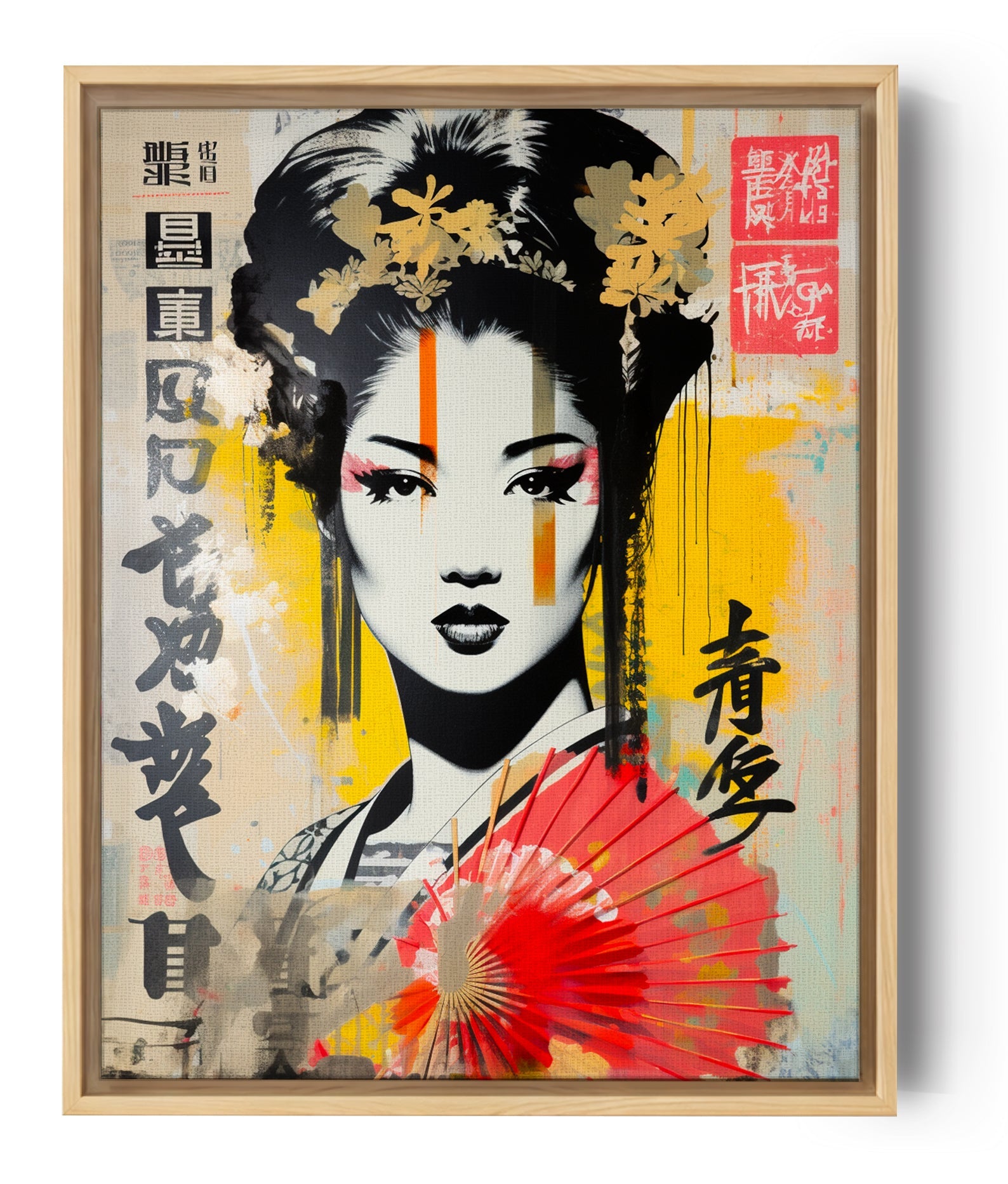 Geisha street art tableau décoratif pour salon industriel